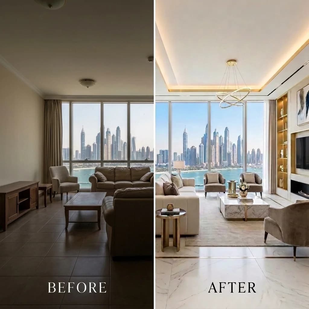 Modern UAE renovation project before and after
